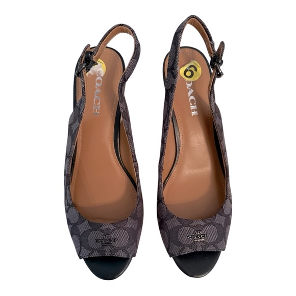 Coach “Ferry” Signature Canvas Slingback Wedge Heels – Size 9 – New - Picture 1 of 5